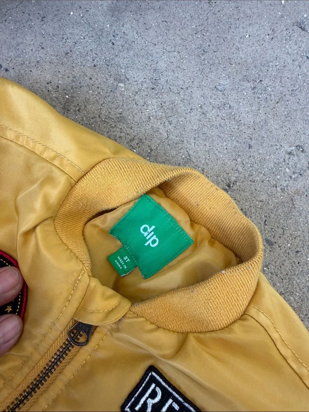 dip Yellow Kids Puffer Jacket with Patch Details
